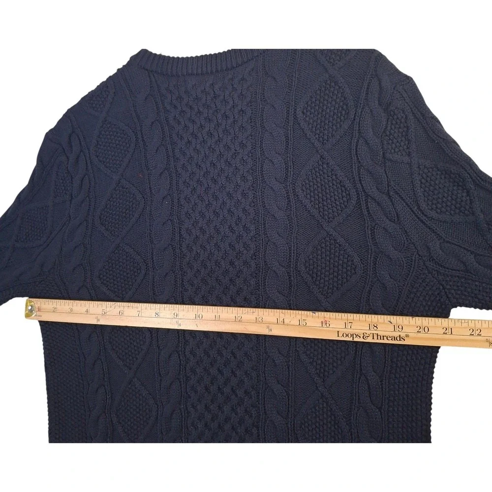 Polo Ralph Lauren Cable Knit Sweater Men's Small Navy Blue Cotton Crewneck S